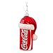 Kurt Adler 4-1/2-Inch Glass Coca-Cola Can with Santa Hat Ornament