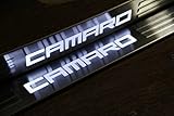iPerfect [Lastest Version] LED Light Illuminated Door Sill Scuff Plate Cover for GM Chevy Chevrolet Camaro 2010 2011 2012 2013 2014 2015 (White Color LED)