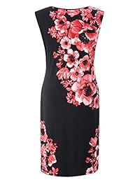 Chicwe - Vestido con estampado floral para mujer, talla grande, con ojal y borde de metal