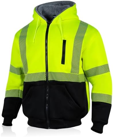 Amazon.com: Men's High Visibility Fleece Lined Safety Hoodie