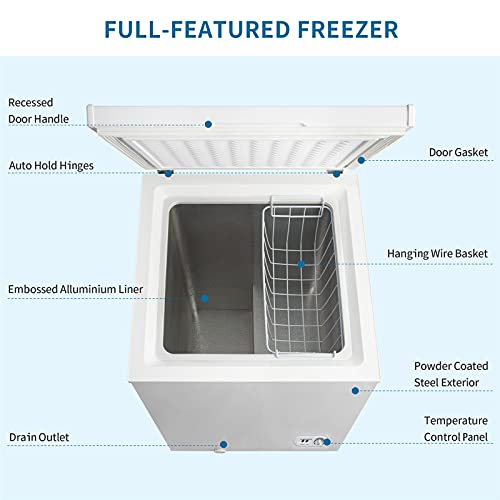 3.5 Cubic Feet Chest Freezer, 7 Temperature Settings, with Removable
