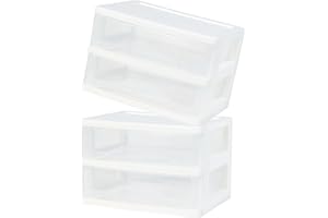 NEETBU Plastic Desktop Organizer with 2 Drawer, 2 Pack White Storage Organizer for Office Supplies Makeup Desk Versatile Storage Box for Office, School, Home