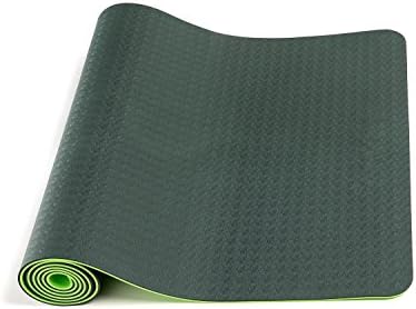 BSM Two Layer TPE Premium Yoga Mat Exercise Mat with Carry Strap Green