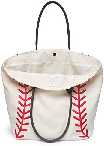 YIQIGO Baseball Bag Handbag for Woman Shopping Bag Travel Bag Canvas Casual Bag with Polyester Linning Sports Bag 2 YIQIGO Baseball Bag Handbag for Woman Shopping Bag Travel Bag Canvas Casual Bag with Polyester Linning Sports Bag