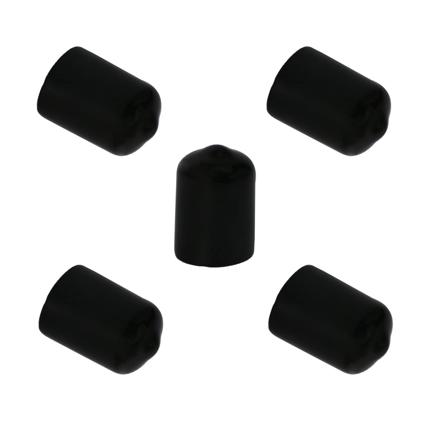 Ohamtes 5PCS ID25mm(1") Black PVC Rubber End Caps, Vinyl Flexible End Caps, Round Pipe End Caps, Bolt Thread Protector Safety Caps