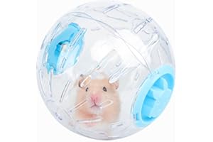 JOUSONTY 4.9 inch Hamster Ball, for Hamster Less Than 3.9 inch/10cm in Length, Portable and Compact, Hamster Exercise Toys, Blue and Clear
