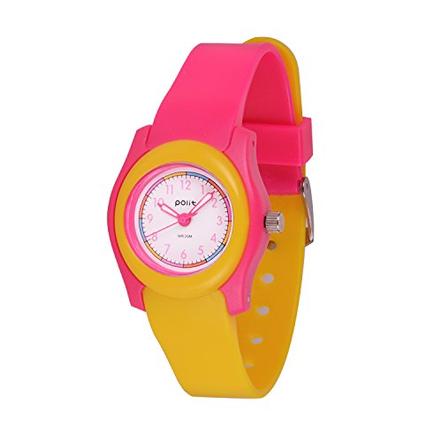 Wolfteeth Watches for Kids Girls Analog Watches Small Case Round Dial Multicolor Rubber Band Rose Red with Yellow 309104 Wolfteeth Watches for Kids Girls Analog Watches Small Case Round Dial Multicolor Rubber Band Rose Red with Yellow 309104