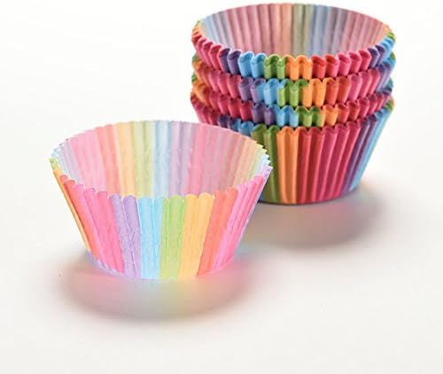 Rainbow color 100 pcs cupcake liner baking cup cupcake paper muffin cases Cake box Cup tray cake mold decorating tools(Mixed Color)
