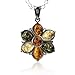 Ian and Valeri Co. Multicolor Amber Sterling Silver Flower Pendant Necklace