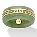 14K Yellow Gold Round Genuine Green Jade Greek Key Ring