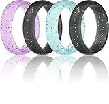 Silicone Rings Wedding Bands For Women 4 Pack
