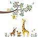 DECOWALL DW-1512N Scroll Branches and Animals Kids Wall Decals Wall Stickers Peel and Stick Removable Wall Stickers for Kids Nursery Bedroom Living Room