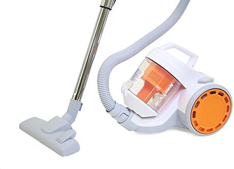 Boulder 800W Bagless Canister Cyclonic Vacuum - HEPA Filter (1 Layer) Bagless Vacuum Cleaner with Turbo Vibration Mite Brush, Retractable Cord, 1.5L (Grey + White + Orange)
