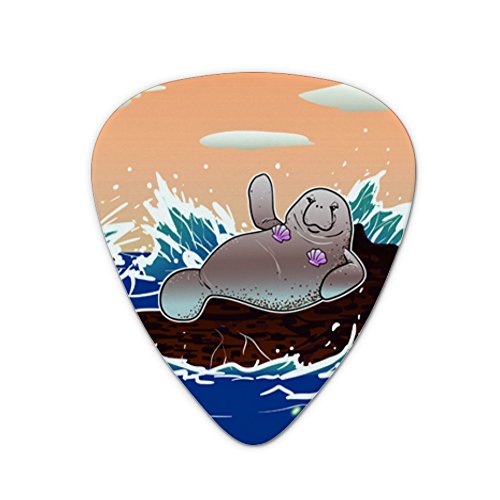 Waving Manatee Mermaid On Rocks And Waves Funny Novelty Guitar Picks Medium Gauge - Set of 6