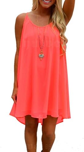 Plus Size Beach Summer Dresses for Women Loose Casual Chiffon Pleated Short Solid Color Size XXL
