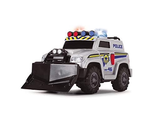 Dickie Toys 203302001 Polizei SUV mit Schiebeschild zum Abnehmen, Polizeiauto, Geländefahrzeug, Spielzeugauto mit Seilwinde, Licht & Sound, inkl. Batterien, 15 cm, ab 3 Jahren – Bild 3