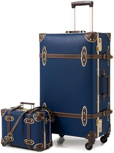 urecity Vintage Luggage Set, 2-Piece Retro PU Leather Suitcase for