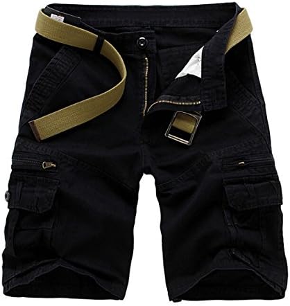 LANMWORN Men’s Multi-Pockets Casual Military Camouflage Cargo Shorts Pants,Summer Cotton Loose Outdoor Sport Army Camo Leopard Trousers 29-38.(Without Belt)