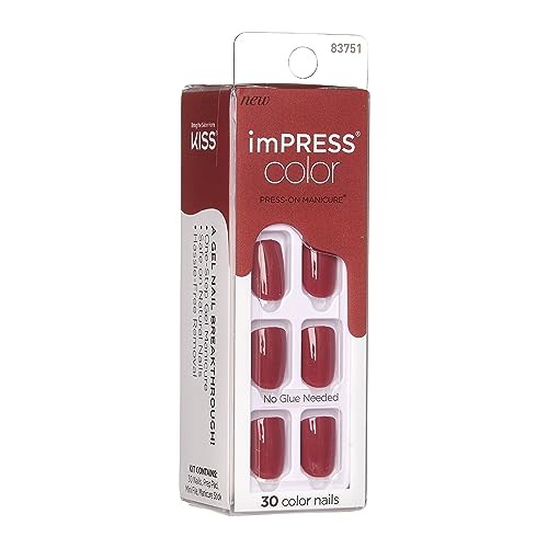 KISS imPRESS No Glue Mani Press On Nails, Color, 'Espress(y) ourself', Brown, Short Size, Squoval Shape, Includes 30 Nails, Prep Pad, Instructions Sheet, 1 Manicure Stick, 1 Mini File - Image 2