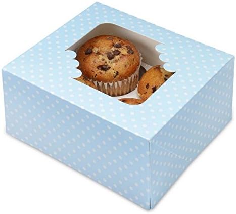 Club Green 4 PIECE BLUE SPOT CUPCAKE BOX 160X160X75, Card, 27.5 x 27.5 x 2.2 cm