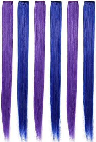 Kanersty MQY 9PCS Rainbow Hair Accessories Doll Clip In/On Multi-Color Party Highlights Straight Colored Extensions For American Girls And Dolls Wig Pieces Colorful Hairpieces