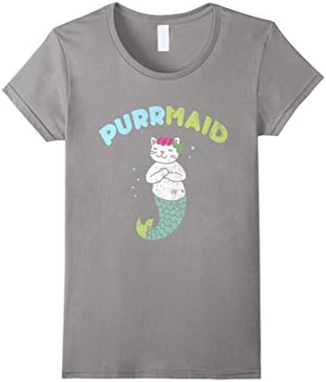Women's Purrmaid - Mermaid and Cat Lover T-Shirt Large Slate