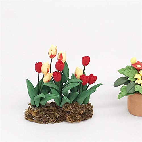 Gbell  Fine Flower Basket for 1:12 Mini Dollhouse Furniture , Mini Dollhouse Green Plant Bedroom Kitchen Room Decor Miniatures Accessory Pretend Play Toy for Little Girls Gifts (Red) - Thumbnail 4