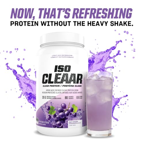 PVL ISO CLEAAR Clear Protein Drink Mix, 20g Protein and Aminos, 80 Calories, Zero Sugar, Dairy-Free (650 G, Blue Slushie)