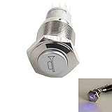 EtoparsTM 12V 5A Car Vehicle Blue LED Light Momentary Speaker Horn Push Button Metal Switch 19mm 5Pin