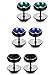 FIBO STEEL 3 Pairs Stainless Steel Round Stud Earrings for Men Women CZ Earrings,8MM