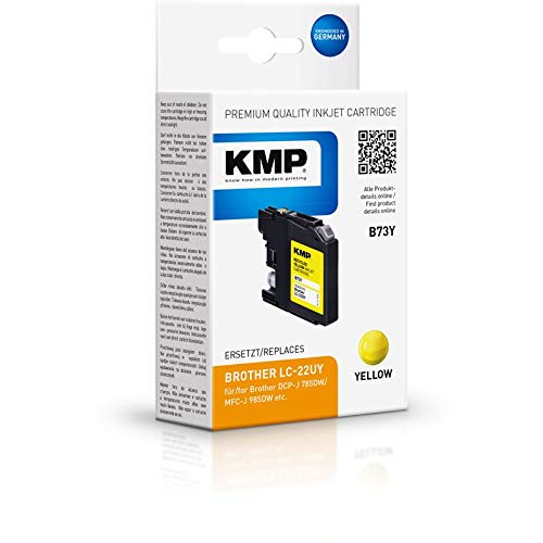 KMP Ink Cartridge for Brother LC22UY 1200 Pages B73Y Yellow Refilled