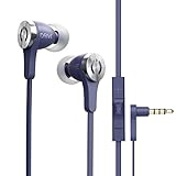 MuveAcoustics Drive Wired in-Ear Earbud Headphones - Noise Cancelling Premium Stereo Headphone Earbuds w/Mic, Ergonomic fit, Blue