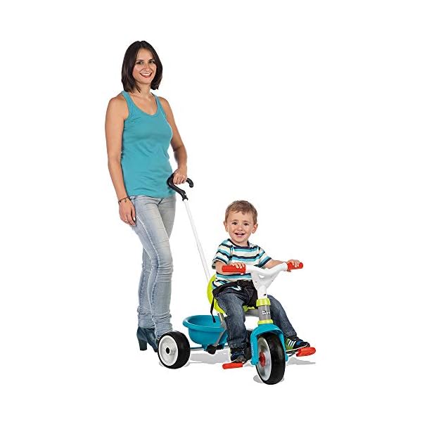 Smoby - Be Move blau - Kinderdreirad mit Schubstange, Sitz mit Sicherheitsgurt, Metallrahmen, Pedal-Freilauf, für Kinder… – Bild 3
