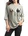 Allegra K Women's Christmas Drop Shoulder 3/4 Sleeves Horse Print Loose Top Large Gray