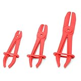 8MILELAKE Hose Clamp Pliers 3 Piece Flexible Hose Pinch Off Pliers (red)