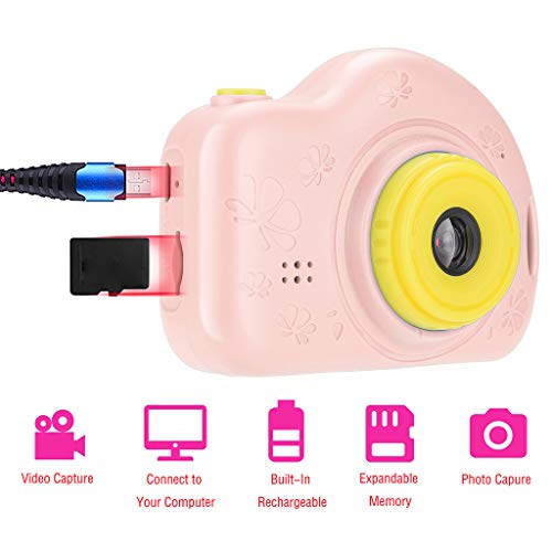 Fan-Ling Kids Camera Digital Video Camera Gift Mini Rechargeable Camera Creative Camcorder,Gifts for Kids,Pocket Size Easily Carry (Pink)