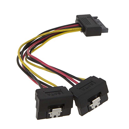 CableCreation SATA Power Cable, [2-Pack] 6-Inch SATA 15 Pin Male to 2xSATA 15 Pin Down Angle Female Power Splitter Cable