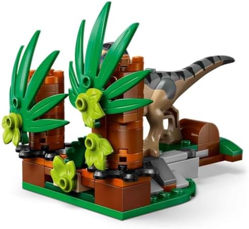 Jurassic World Huida en Todoterreno y Raptor al Acecho - 2 Figuras de Dinosaurios, Coche de Juguete y 2 Minifiguras - Regalo para Niños de 6+ Años y Fans de la Película 76972
