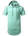 URBANCREWS Mens Hipster Hip Hop Short Sleeve Hoodie w/Zippers Turq, L