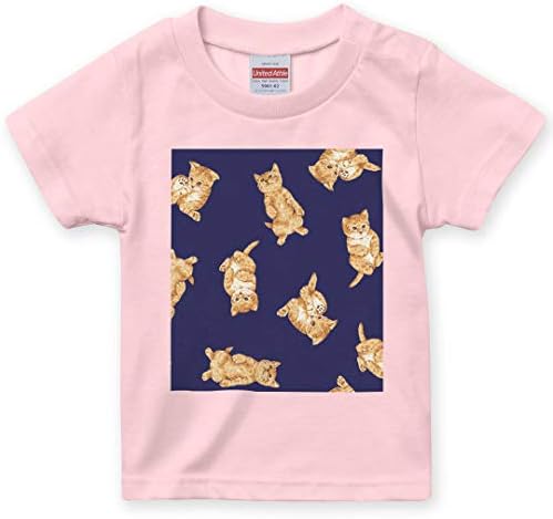 Igsticker プリント テレビで話題 Tシャツ キッズ 子供 1 サイズ Size おしゃれ クルーネック イラスト アニマル 猫 0015 T Shirt ベビーピンク ピンク 桃色 ネコ