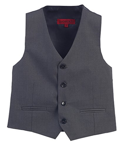 Gioberti Boy's 4 Button Formal Suit Vest, Charcoal, Size 16