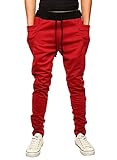 HEMOON Mens Jogging Pants Tracksuit Bottoms Training Running Trousers Red S