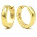 Stainless Steel Curved Face Round Hoop Men Earrings Gold-tone Silver-tone Black 18mm