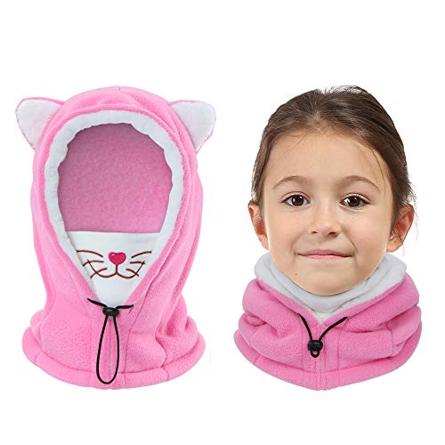 Vorshape - Pasamontañas para niños, pasamontañas, máscara facial de vellón para clima frío con capucha, sombrero de invierno al aire libre a prueba de viento para niños y niñas