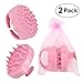 Hair Scalp Massager Chialstar Scalp Massaging Shampoo Brush Silicone Soft Comb for Scalp Care Hair Cleaning Shower Cellulite Massager Tourmaline contained Pink(2 Pack)