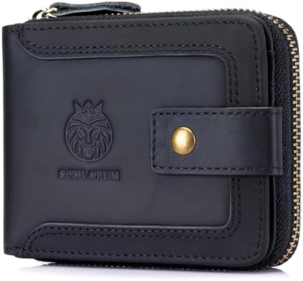 Admetus Men's Zipper Wallet Leather Bifold Wallets Slim RFID