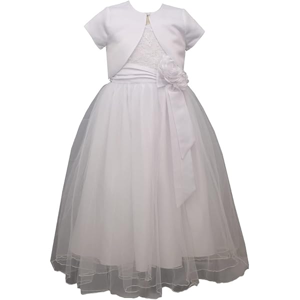 Amazon.com: Bonnie Jean Girl's First Communion Dress Short Sleeve, White  Embroidered, 7 : Clothing, Shoes & Jewelry
