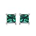 JewelryPalace Square 0.6ct Simulated Emerald Stud Earrings for Women, Green Solitaire Simulated Gemstone 925 Sterling Silver 14k White Gold Plated Earrings for Women, Anniversary Earrings for Her