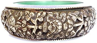 Oxidized Silver FINE Engraving by Hand Bangle Bracelet for Women Unique Gypsy Buddhist Bohemian Bangle Bracelet by Artisan
