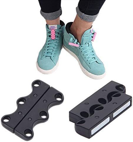 Magnetic Shoe Closures Shoelaces-Never Tie Laces Again! Magnetic Shoelace Buckle,Easy To Wear Your Shoes (Black, Large)